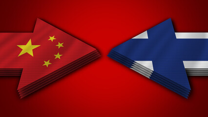 Finland vs China Arrow Flags – 3D Illustration