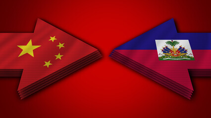 Haiti vs China Arrow Flags – 3D Illustration