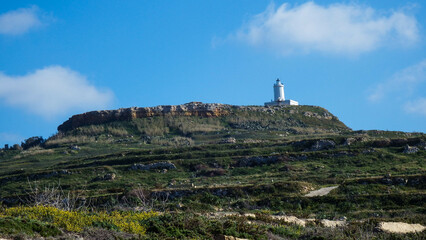 Fototapeta na wymiar The Ġordan Lighthouse in Gozo