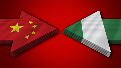 Nigeria vs China Arrow Flags – 3D Illustration