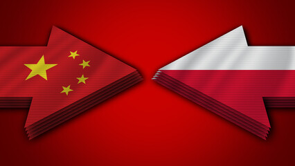 Poland vs China Arrow Flags – 3D Illustration