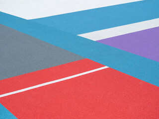 Closeup of sports ground texture with color lines