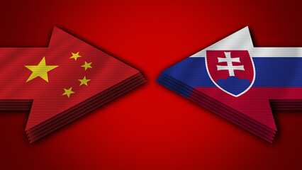 Slovakia vs China Arrow Flags – 3D Illustration