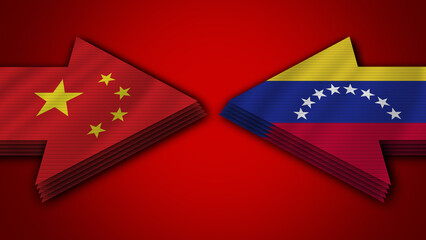 Venezuela vs China Arrow Flags – 3D Illustration