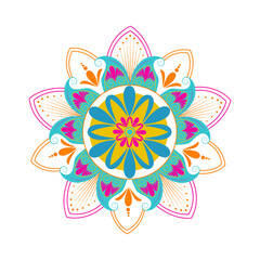 Flower circular ornament mandala. Beautiful ethnic, oriental . Stylized lace ornament. Vintage Oriental pattern illustration. 