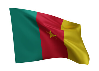 3d flag of Cameroon isolated against white background. 3d rendering.