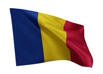 3d flag of Chad isolated against white background. 3d rendering.