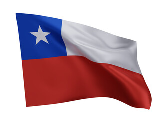 Fototapeta na wymiar 3d flag of Chile isolated against white background. 3d rendering.