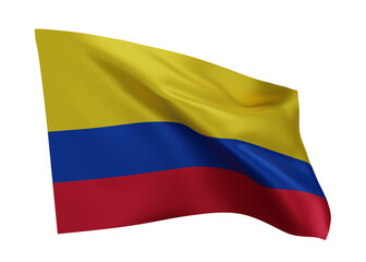 Fototapeta na wymiar 3d flag of Colombia isolated against white background. 3d rendering.