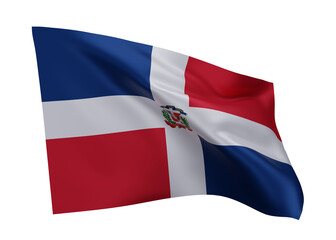 3d flag of Dominican Republic isolated against white background. 3d rendering.