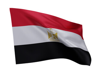 3d flag of Egypt isolated against white background. 3d rendering.