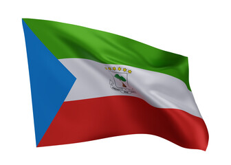 3d flag of Equatorial Guinea isolated against white background. 3d rendering.