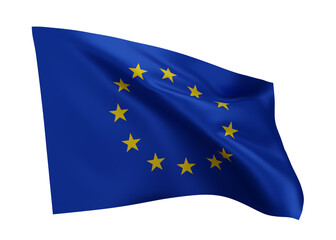 3d flag of European Union isolated against white background. 3d rendering.