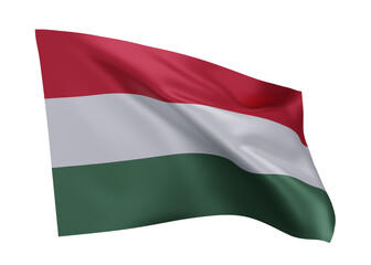 3d flag of Hungary isolated against white background. 3d rendering.