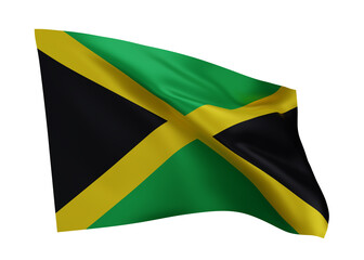 3d flag of Jamaica isolated against white background. 3d rendering.