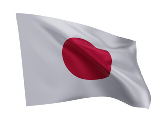 3d flag of Japan isolated against white background. 3d rendering.