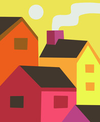 minimalist landscape abstract background, vector illustration