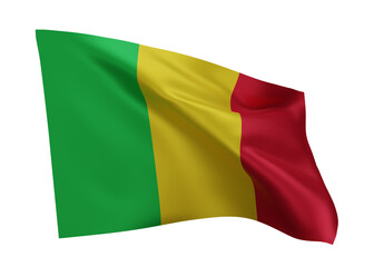 3d flag of Mali isolated against white background. 3d rendering.