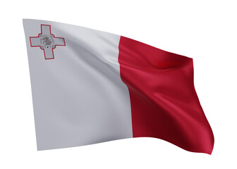 Naklejka premium 3d flag of Malta isolated against white background. 3d rendering.