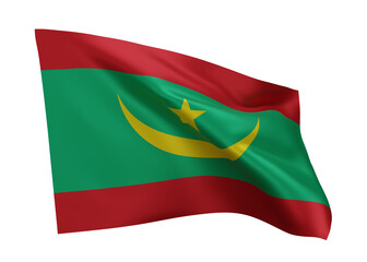 3d flag of Mauritania isolated against white background. 3d rendering.