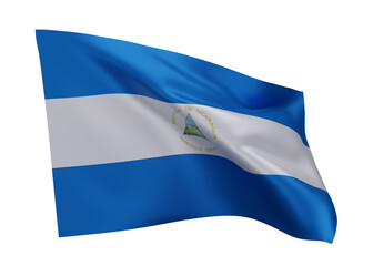 3d flag of Republic of Nicaragua isolated on white background. 3d rendering.