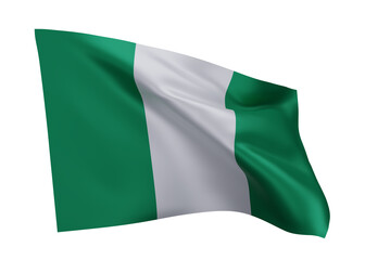 3d flag of Nigeria isolated against white background. 3d rendering.