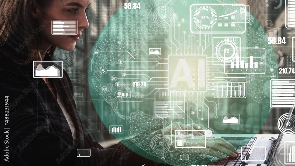 Poster conceptual business dashboard for financial data analysis . 3d render computer graphic .