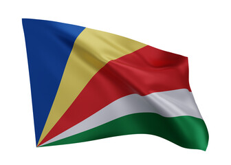 3d flag of Seychelles isolated against white background. 3d rendering.