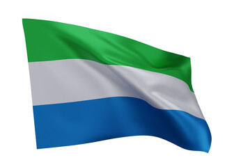 3d flag of Sierra Leone isolated against white background. 3d rendering.