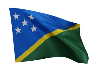 3d flag of Solomon Islands isolated against white background. 3d rendering.