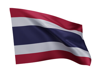 3d flag of Thailand isolated against white background. 3d rendering.