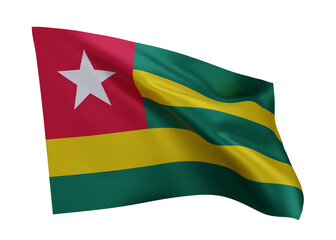 3d flag of Togo isolated against white background. 3d rendering.