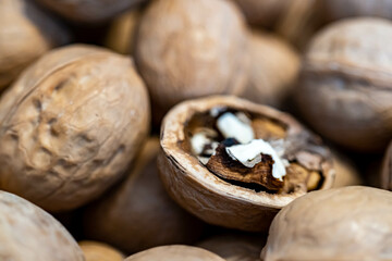 Fototapeta na wymiar walnuts in the basket
