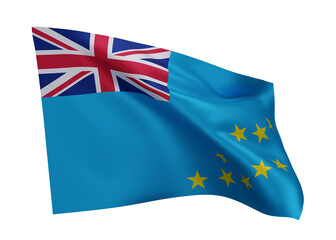 3d flag of Tuvalu isolated against white background. 3d rendering.