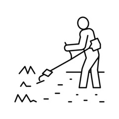 gardener cutting lawn grass line icon vector illustration