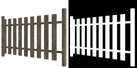 3D rendering illustration of a wooden fence