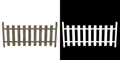 3D rendering illustration of a wooden fence