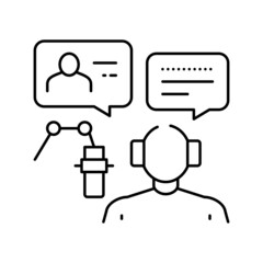 invited guest radio line icon vector illustration