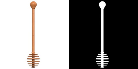 3D rendering illustration of a wooden honey dipper