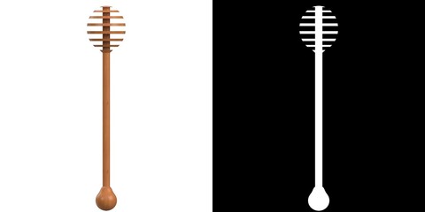 3D rendering illustration of a wooden honey dipper