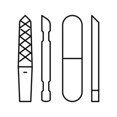 manicure and pedicure equipment line icon vector illustration
