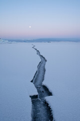 A big crack on the ice of Lake Baikal