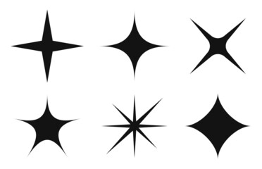 Sparkle stars vector icons, glare light effect for glam shiny