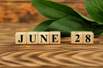 June 28 Date design in natural concept.