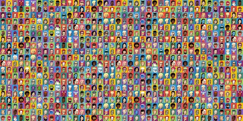 NFT concept background made of pixel avatars - obrazy, fototapety, plakaty