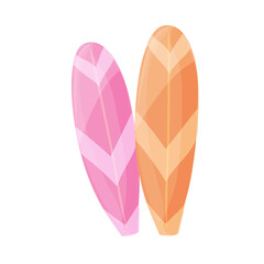 Two colorful surfboards icon. Cartoon vector icon for web design isolated on white background