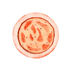 watercolor illustration of delicious fragrant pancakes on a plate and honey hand drawn on a white background