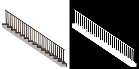 3D rendering illustration of a wooden staircase