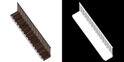 3D rendering illustration of a wooden staircase