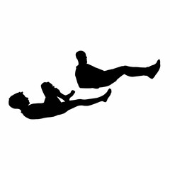 man and boy making exercise
 silhouette vector